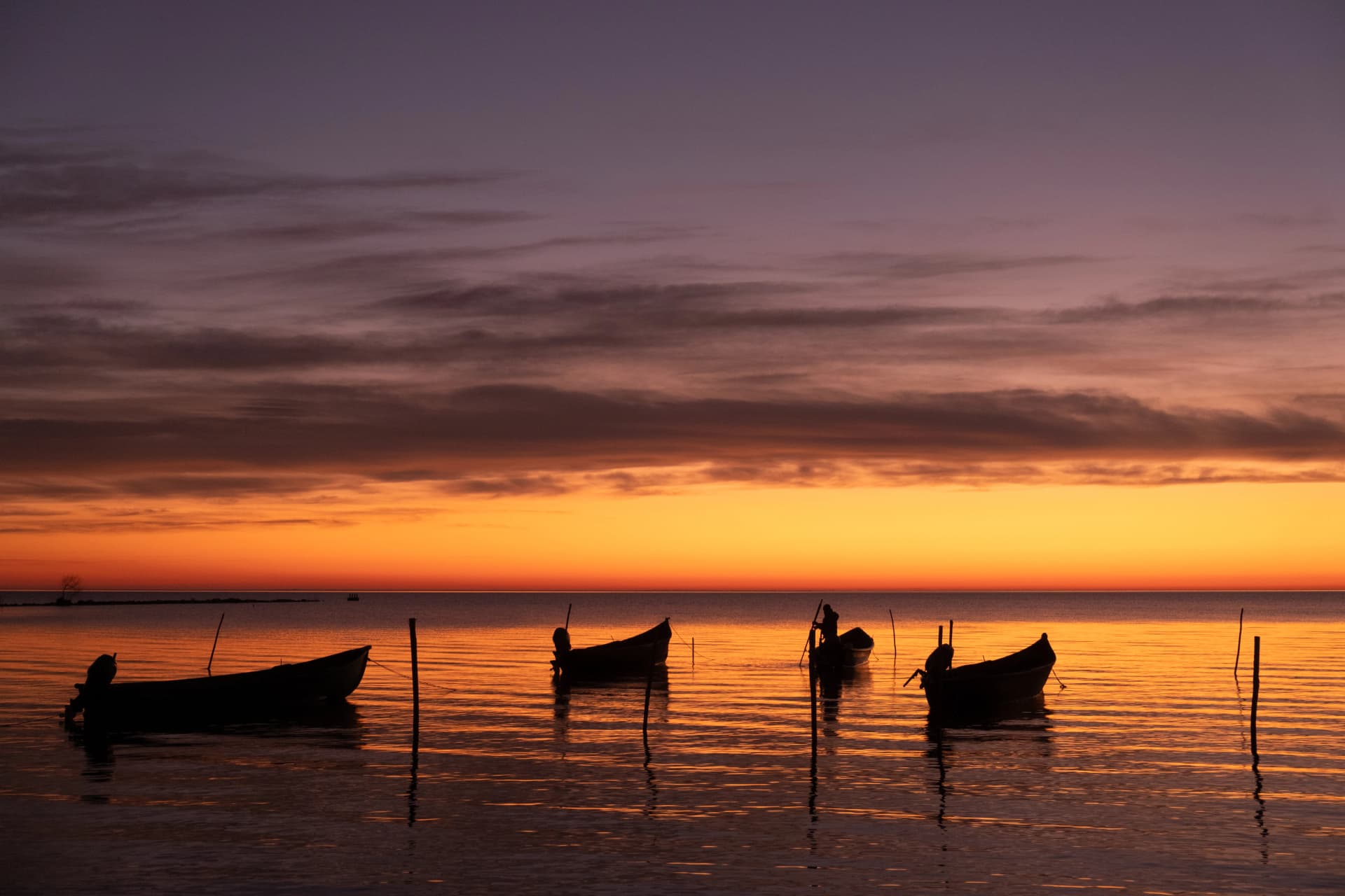Morning on the Razim lake in the traditional fishing village