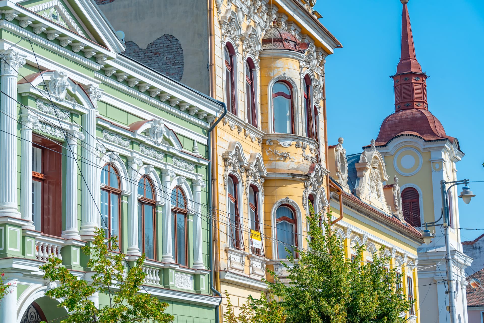 Historical house in the old town of Targu Mures, Romania